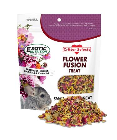 Flower Fusion Treat (0.85 oz.) - Healthy Natural Dried Flower Herbivore Treat - Chinchillas Guinea Pigs Rabbits Prairie Dogs Degus Hamsters Rats Squirrels Sugar Gliders & Other Small Pets