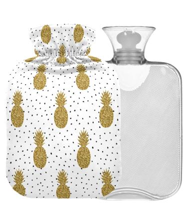 Naanle Gold Glitter pineapple water bottle with reference transparent hot water bottle 2l large hot hot water bottle for bed hand feet warmer pain relief warmth and cold therapy