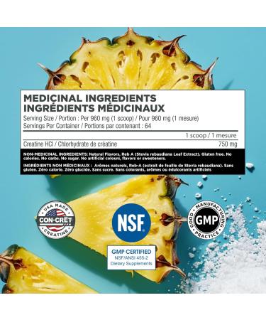 CON-CRET Creatine HCl Powder | Muscle Cognitive Cellular Energy Support | No Bloating or Cramps | Strength & Endurance | Pineapple (64 Serving) - Buy Online on GoSupps.com