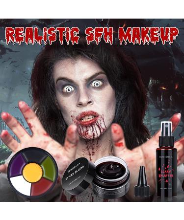 BOBISUKA Special Effects SFX Halloween Makeup Kit - Bruise Palette, Scar Wax, Fake Blood Spray & Cream - Buy Online on GoSupps.com