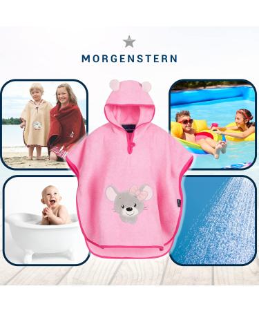 Morning Star Badeponcho 100% Cotton Hooded Baby Bath Towel for Girls & Boys (1-3 Years) - Oeko-Tex Pink Mouse Bathrobe - Buy Online on GoSupps.com