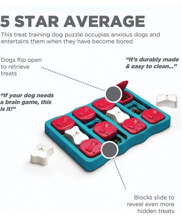 Nina Ottosson Interactive Treat Puzzle Game Dog Toy Level 2 - Teal/Red/White/Brown - Buy Online on GoSupps.com