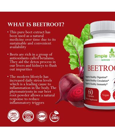 Organic Beet Root Powder Capsules - Nitric Oxide Booster - 60CT | Simple Life Nutrition - Buy Online on GoSupps.com
