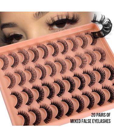 Shop Fluffy Mink False Eyelashes - Cat-Eye 14MM & 17MM Mix 8D Volume 20 Pairs - Buy Online on GoSupps.com