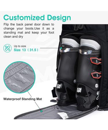 SEMSTY Ski Boot Bag 55L - Waterproof Travel Backpack for Ski and Snowboard Gear - Black - Buy Online on GoSupps.com
