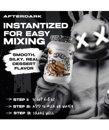 AFTERDARK AfterBites Whey Protein Powder - 25g Protein 4.5g BCAAs No Fillers Campfire Smores Flavor USA Made 26 Servings - Easy Dissolving Protein for Lean Muscle - Buy Online on GoSupps.com