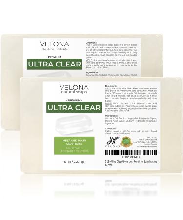 velona 10 LB - ULTRA CLEAR GLYCERIN Soap Base SLS/SLES free | Melt and Pour | Transparent Natural Bar For The Best Result for Soap Making