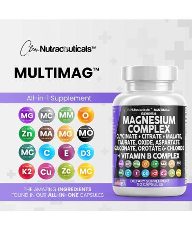 High Potency Magnesium Complex 2285mg with Zinc, Copper, Manganese & Vitamin C - 90 Count | Made in USA - Buy Online on GoSupps.com