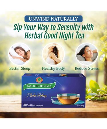 KUKER Good Night Tea Sleep Tea with Peppermint and Lemon Balm for Relaxing Evening Night Time Tea - Calm & Sleep Tea Bags Herbal Tea To Help You Sleep - 20 Tea Bags - 30g - Buy Online on GoSupps.com
