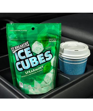 Ice Breakers Ice Cubes Spearmint Sugar Free Chewing Gum with Xylitol - 8.11 oz Pouch (100 Pieces) - Buy Online on GoSupps.com
