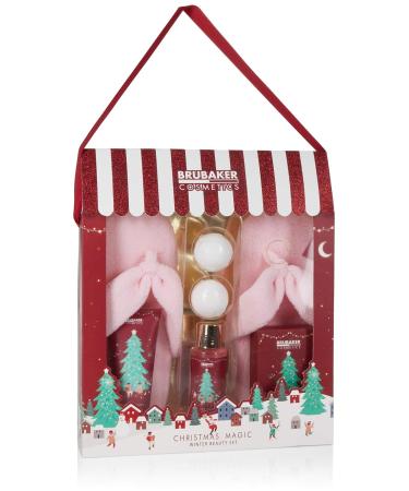 Brubaker Cosmetics Winter Berries Bathing & Shower Set - 6-Part Gift Set with Plush Pink Slippers - Perfect Christmas Gift for Girlfriend - Buy Online on GoSupps.com