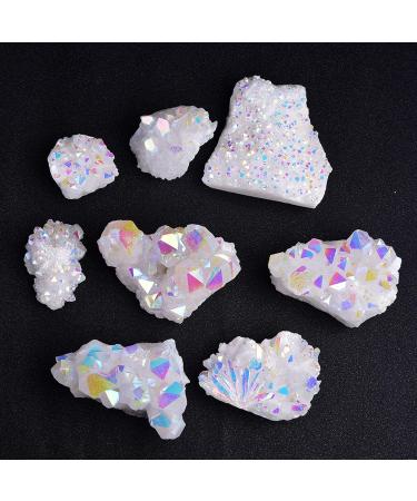 Crystal Rough Titanium Coated Rock Crystal Cluster Clear Quartz Cluster Specimen Natural Rough Quartz Geode Decorative Stone Figurine for Home Decor 200-300g (Size : 200-300g) - Buy Online on GoSupps.com