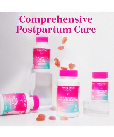 Pink Stork Postpartum Hair Loss Gummies - Biotin Postnatal Vitamins for Hair Regrowth & Strengthening | Women-Owned, 60 Strawberry Gummies - Buy Online on GoSupps.com