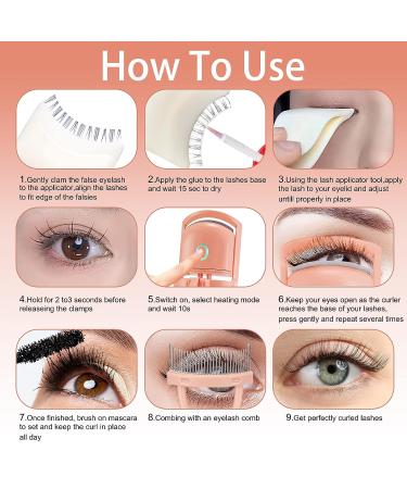USB Rechargeable Heated Eyelash Curler with Applicator Tool - 3 Heating Modes for Natural and Long Lasting Curl - Orange - Buy Online on GoSupps.com