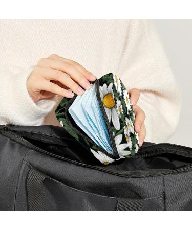 Daisies Green Leaf Sanitary Napkin Storage Bag | Menstrual Cup Pouch | Nursing Pad Holder | Portable Period Bag for Women & Teen Girls - 1Pcs, Multi-colored - Buy Online on GoSupps.com