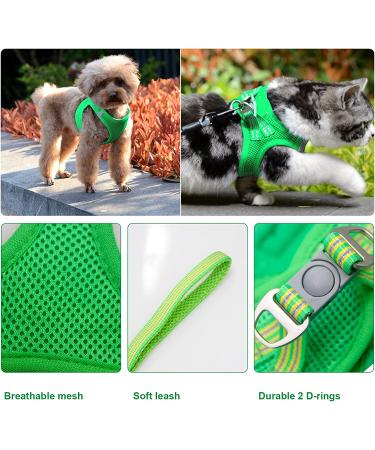 Soft Dog Vest Harness & Leash Set | Reflective Cat Harness | Small Dog & Puppy Step-in Harness | Durable D-Ring | Green (S M L) - Buy Online on GoSupps.com