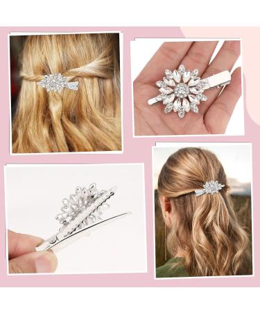 2PCS Crystal Hair Clips Rhinestone Flower Hair Clip Bling Hair Accessories for Women Bride Bridesmaid French Hairpins Fancy Hair Barrettes Hair Jewelry - Buy Online on GoSupps.com