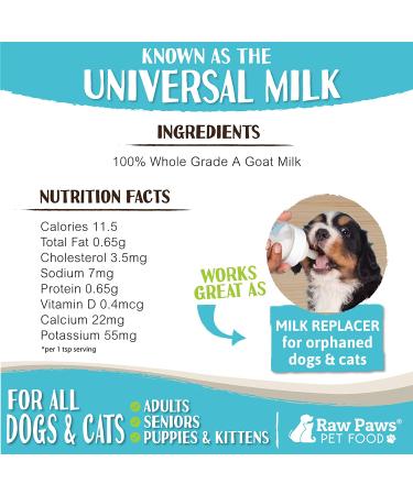 Raw Paws Frozen Raw & Powdered Goat Milk for Dogs & Cats - Made in USA - Milk Replacer for Puppies & Kittens - Goats Milk Supplement for Pets - Pet Food Topper & Enhancer Powder  7-oz/96-oz of Milk - Buy Online on GoSupps.com