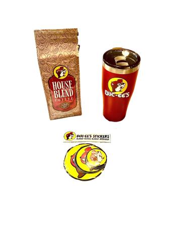 Buc-ee s Coffee Lover s Bundle: 1 Buc-ee s Ground House Blend Coffee (12 oz. bag) + 1 20 oz. Buc-ee s Tumbler + 12 Buc-ee s Peel and Stick Decals