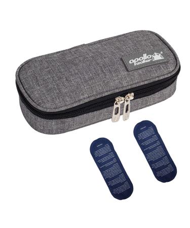 Apollo Walker Insulin Cooler Travel Case Diabetic Medication Cooler with 2 Ice Packs and Insulation Liner(Gray) Gray-small