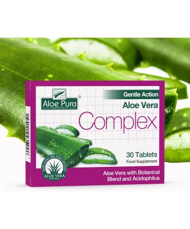 Aloe Pura Aloe Vera Gentle Action Complex Tablets - Natural Vegetarian Cruelty Free Supplement - 30 Count - Buy Online on GoSupps.com