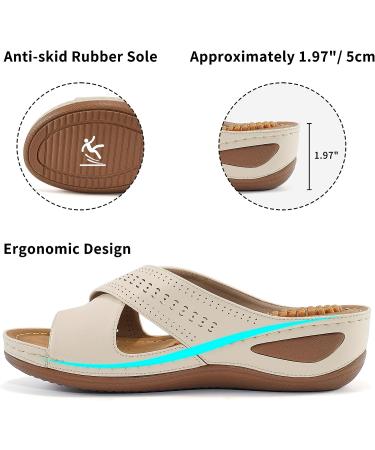 Judxsious Women's Comfortable Orthopedic Wedge Sandals - Cushioned Platform Sandals for Dressy Summer Beach Walking (6, Apricot) - Buy Online on GoSupps.com