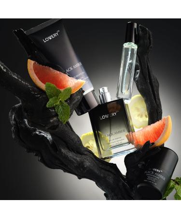 Mens Valentines Gifts Black Amber Mens Perfume 4 in 1 Deodorant & Cologne Gift Set - 4pc Mens Cologne Set - Parfum Antiperspirant Deodorant Stick Aftershave Gel Masculine Birthday Perfumes for Men - Buy Online on GoSupps.com