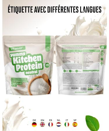 Yummy Kitchen - Prot ines pour Cuisiner & P tisser - 1000 g de Poudre Prot in e - 82% de Prot ines R sistante la Chaleur avec Lactase Low Carb Low Sugar Neutre sans Gluten & sans Ar mes Artif - Buy Online on GoSupps.com