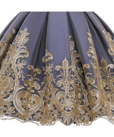 Myrisam Baby Girl Embroidery Princess Dress 4-5 Years Navy Blue - Birthday & Christening Gown with Headwear - Buy Online on GoSupps.com