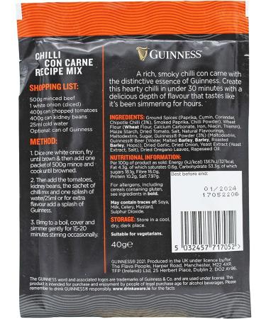 Guinness Recipe Mixes Selection 40g - Steak & Ale Pie Sausage Casserole Chilli Con Carne Beef & Onion Gravy - Buy Online on GoSupps.com