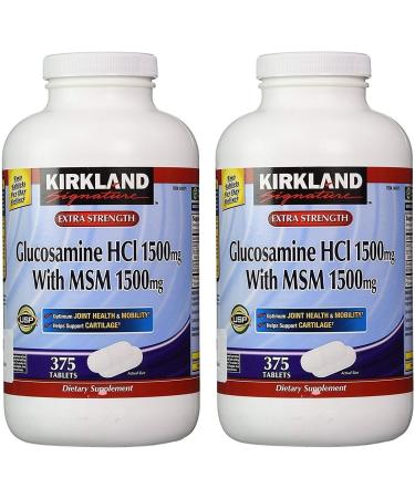 Kirkland Signature Glucosamine HCI (Pack of 2) Extra Strength with MSM (375 Count X 2) - Buy Online on GoSupps.com
