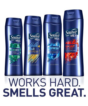 Suave Men Refreshing Masculine Scent Body Wash 15 oz - Pack of 6 - Buy Online on GoSupps.com