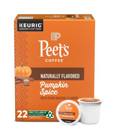 Peet's Coffee, Flavored Coffee K-Cup Pods for Keurig Brewers - Pumpkin Spice 22 Count (1 Box of 22 K-Cup Pods) Pumpkin Spice 22 Count (Pack of 1)