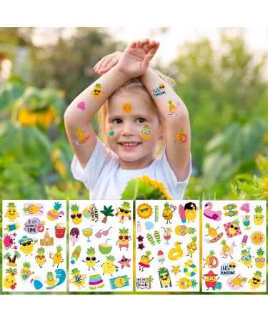 Summer Pineapple Temporary Tattoo for Kids - Flamingo Swim Ring Non-toxic Stickers - Waterproof Body Sticker Art for Beach Party - Boys & Girls - Buy Online on GoSupps.com
