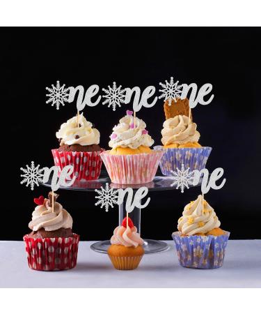 Ercadio 24 Pack Snowflake One Cupcake Toppers Silver Glitter Winter Snowflake 1st Cupcake Toppers Snowflake One Cupcake Picks for Baby Shower Christmas Theme Party Cake Decor Supplies D-one Silver - Buy Online on GoSupps.com