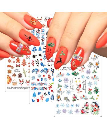 10 Sheets Christmas Nail Stickers Self-Adhesive Christmas Nail Decals Snowflake Santa Claus Reindeer Snowman Nail Art Stickers for Women Girls Holiday Nail Art Decoration Accessories - Buy Online on GoSupps.com
