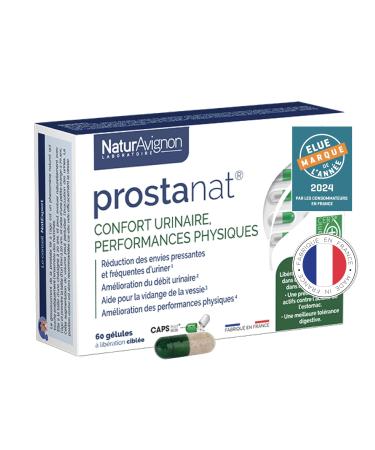 NaturAvignon Prostanat Laboratory | Prostate Urinary Comfort Physical Performance | Saw Palmetto + Squash Seeds + Ginseng | Made in France | 60 Capsules (1 Month)