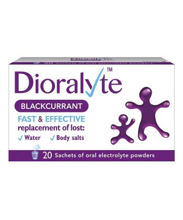 Dioralyte - Fast and Effective Supplement Treatment for Reducing Dehydration and Replacing Electrolytes (mineral salts) of Lost Body Water and Salts- Blackcurrant Flavour - 20 Sachets