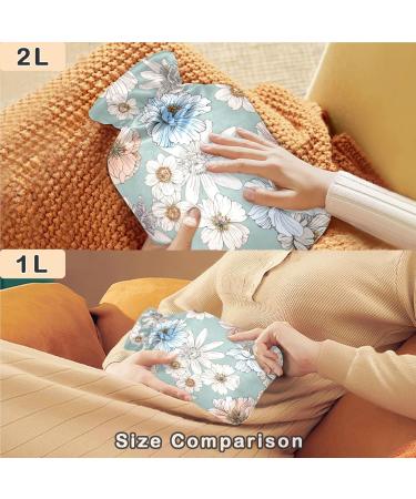 NAANLE 2L Hot Water Bottle - Yellow & Blue Floral Design | Heat & Cold Therapy for Back Pain Relief Hand & Foot Warmer - Buy Online on GoSupps.com