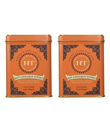 Harney & Sons Caffeinated Hot Cinnamon Sunset Black Tea with Orange and Cloves 20 Count Pack Of 2 20 Count (Pack of 2)