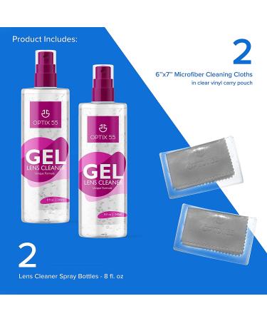 Gel Lens Cleaner Kit - Alcohol & Ammonia Free |16 ounces (8oz x 2) Eye Glasses Cleaner Gel Spray + 2 Microfiber Cleaning Cloths | Safe for AR Coated & All Lenses  Screens  Electronics (Blue) - Buy Online on GoSupps.com