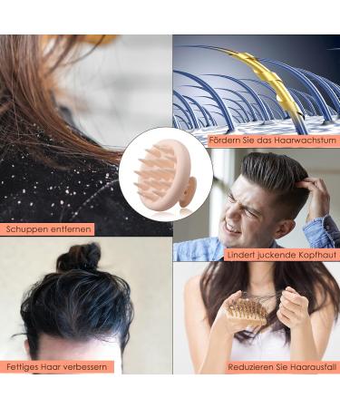 Beige Scalp Massage Brush - Silicone Shampoo Massager for Dandruff Removal & Hair Growth Stimulation | Worldwide Shipping - Buy Online on GoSupps.com