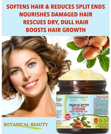 Buy 100% Pure Argan Oil Butter - Raw Natural & Unrefined | Botanical Beauty | 16 Fl Oz for Face Skin Body Hair & Nails - Buy Online on GoSupps.com