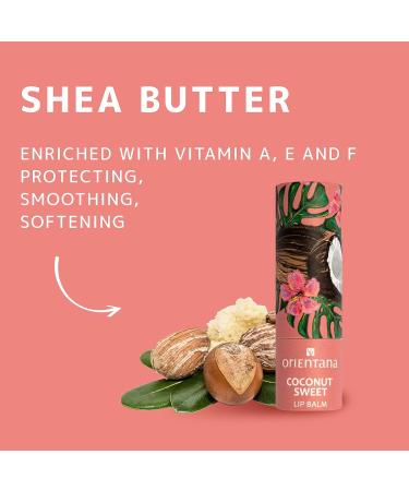 Orientana Coconut Sweet Lip Balm | Vegan Bio 98% | Moisturizing Lip Care with Shea Butter & Vitamin E | Natural Cosmetics for Dry Lips - 4.2g - Buy Online on GoSupps.com
