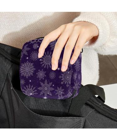 White Snowflakes Winter Pattern Bandage Storage Bag for Menstrual Pads & Cups | Stylish Pocket Zipper Bag for Teenagers & Women - Buy Online on GoSupps.com