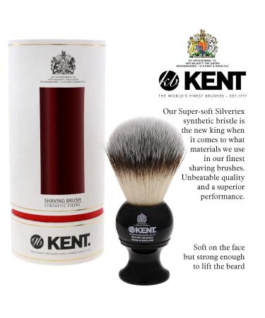 Kent BLK4S Silvertext Synthetic Shaving Brush with Black Resin Handle - Luxury Shaving Tool for Perfect Lather - Made in England - Buy Online on GoSupps.com