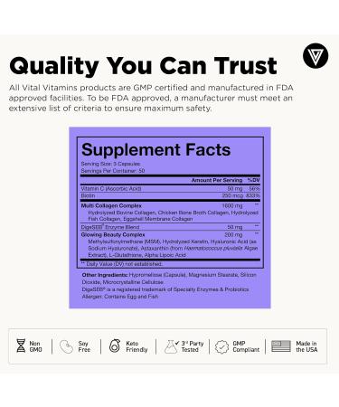 Vital Vitamins Multi Collagen Complex Plus 150 ct + Creatine Monohydrate Capsules 120 ct - Buy Online on GoSupps.com