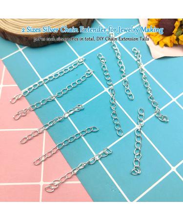 100Pcs Stainless Steel Necklace Bracelet Chain Extender Set - Silver Jewelry Making Supplies - Buy Online on GoSupps.com