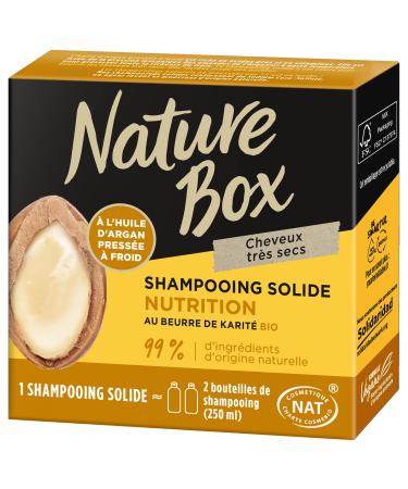 Nature Box - Solid Nutrition Shampoo - With Cold Pressed Argan Oil - With Organic Shea Butter - Very Dry Hair - 99% Ingredients of Natural Origin - 85g Soap