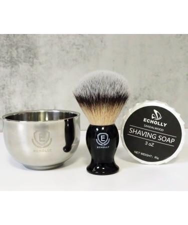 Premium 4-in-1 Shaving Brush Kit for Men - Includes Shaving Brush, Cream Soap, Stainless Steel Bowl, and Stand - Perfect Men's Shaving Gift Set (Black) - Buy Online on GoSupps.com
